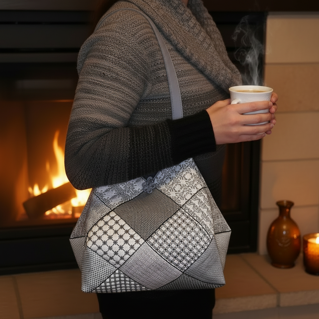 Luciana Spanish Blackwork Quilt Blocks and Tote Bag