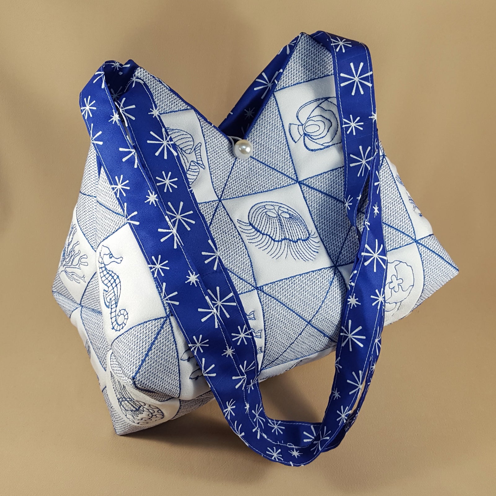 Trapunto Ocean Motion Beach Tote and Quilt Blocks