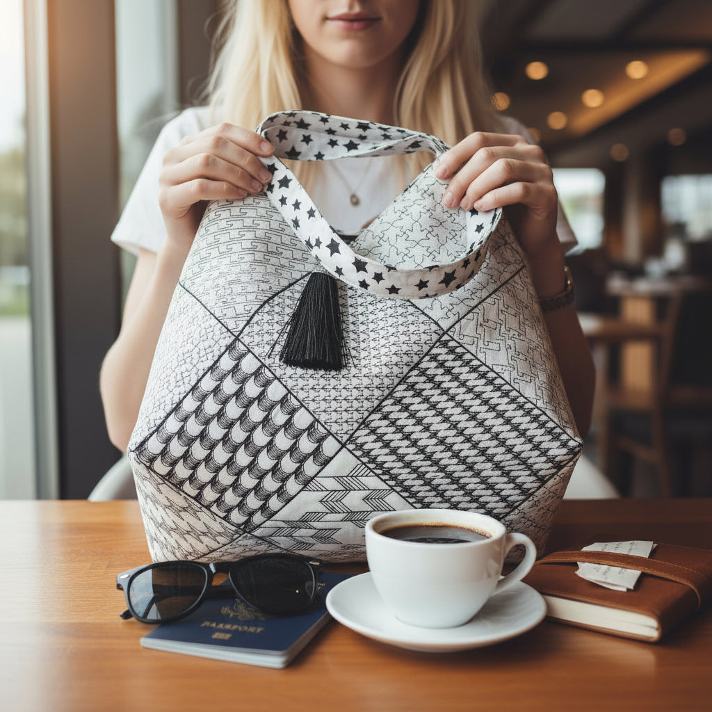 Popular Houndstooth Tote Bag and Quilt Blocks