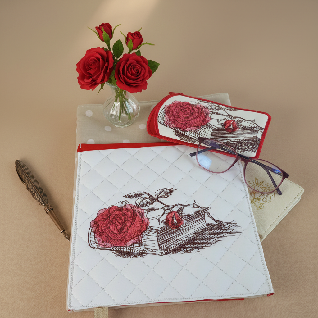 Vintage Roses with Adjustable Book Cover and Eyeglass Case