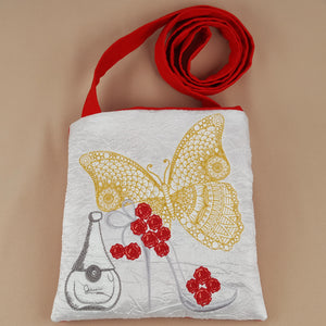 Flamboyance Butterfly and Perfume Square Cross Body Bag