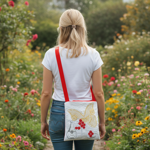 Flamboyance Butterfly and Perfume Square Cross Body Bag