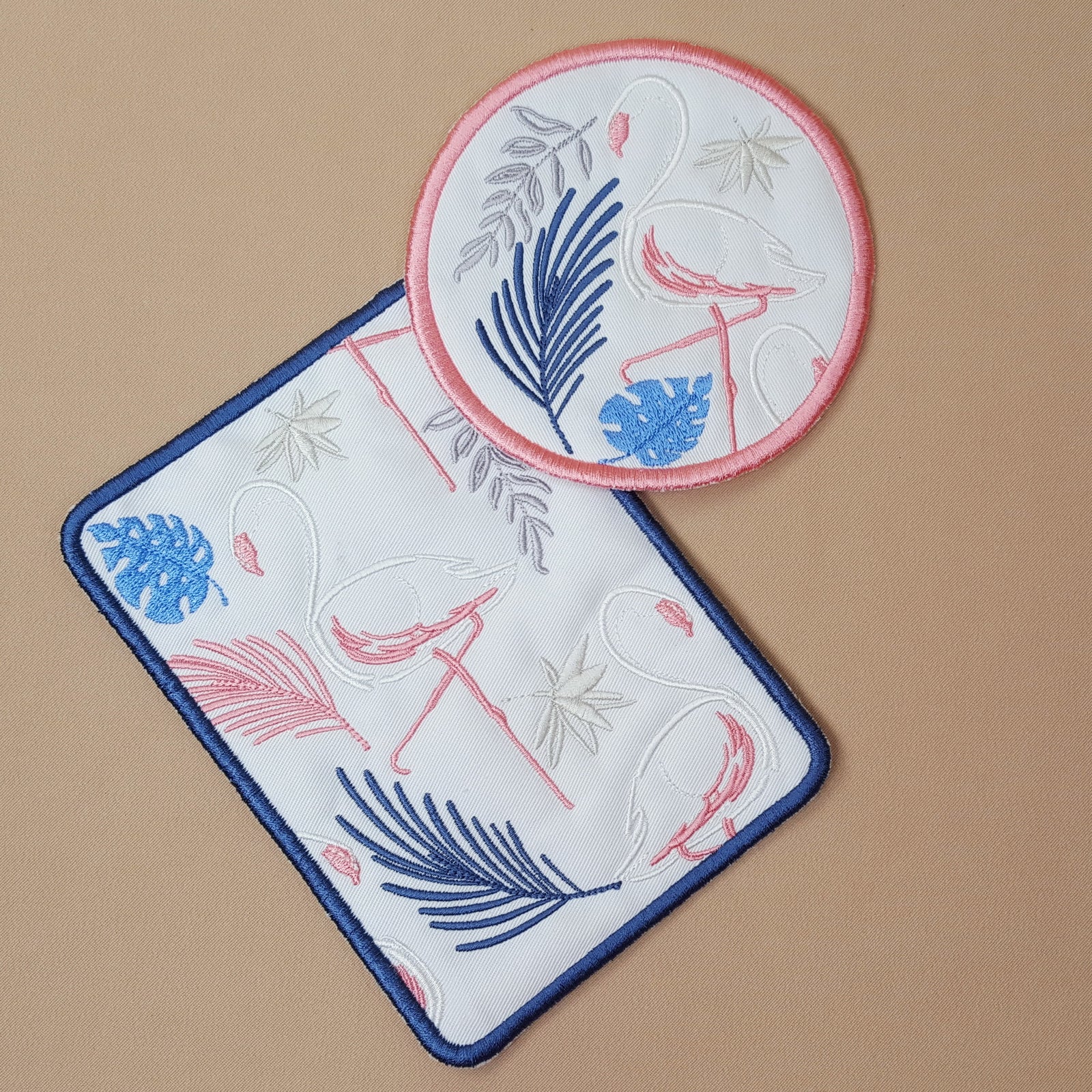 Flamingo Brush Strokes Mug Rug and Coaster Bundle