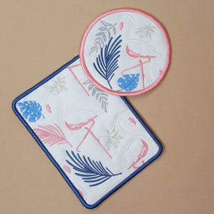 Flamingo Brush Strokes Mug Rug and Coaster Bundle