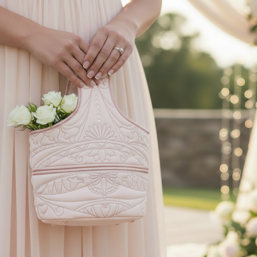 White embroidered vest on a soft brown background