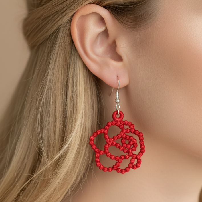 Dream of Roses Freestanding Lace Earrings
