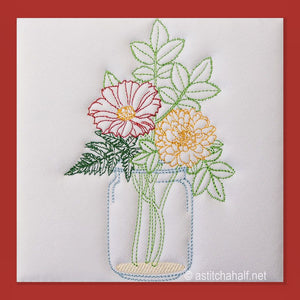 Glass Jar with Fresh Flowers Combo