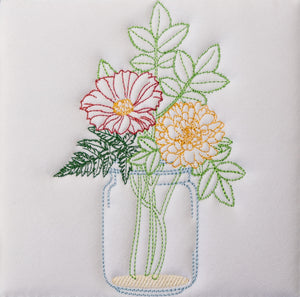 Glass Jar with Fresh Flowers Bundle