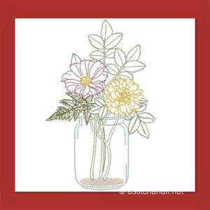 Glass Jar with Fresh Flowers Combo