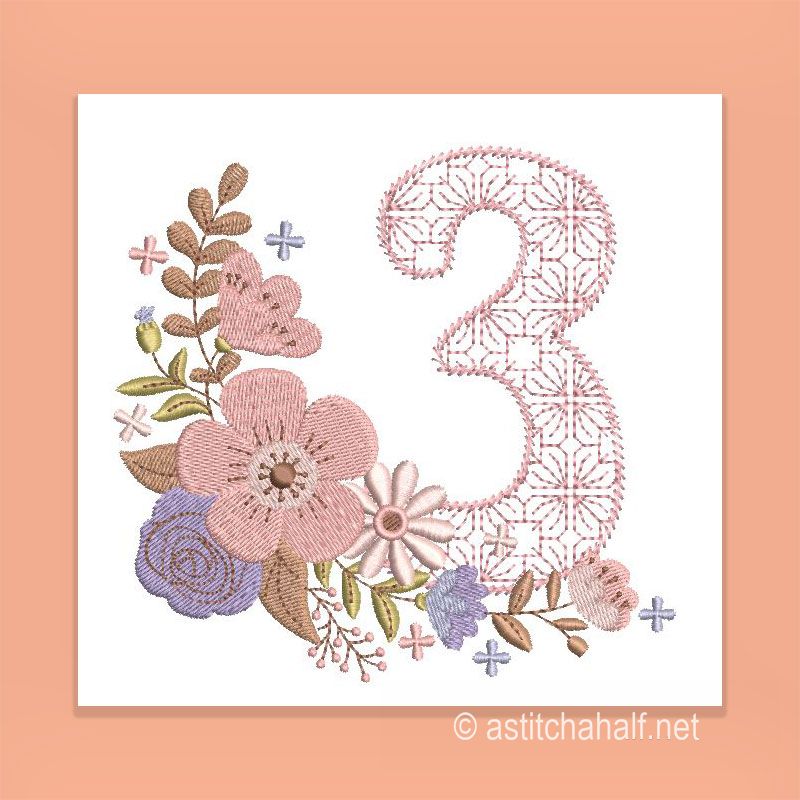 Autumn and Lace Monogram Letter 3