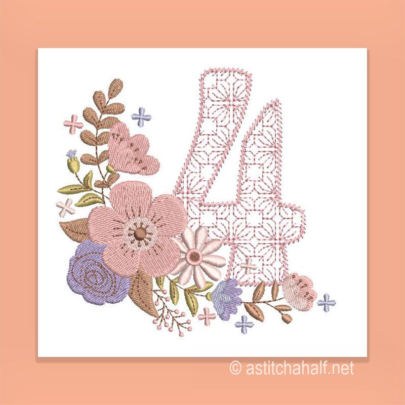 Autumn and Lace Monogram Letter 4