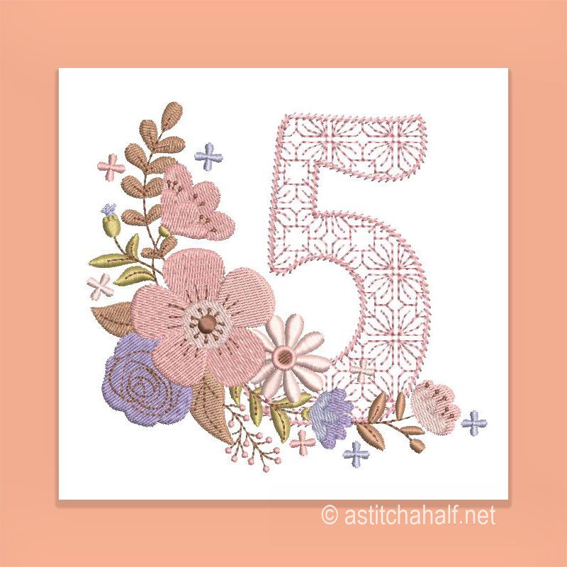 Autumn and Lace Monogram Letter 5