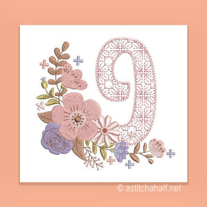 Autumn and Lace Monogram Letter 9