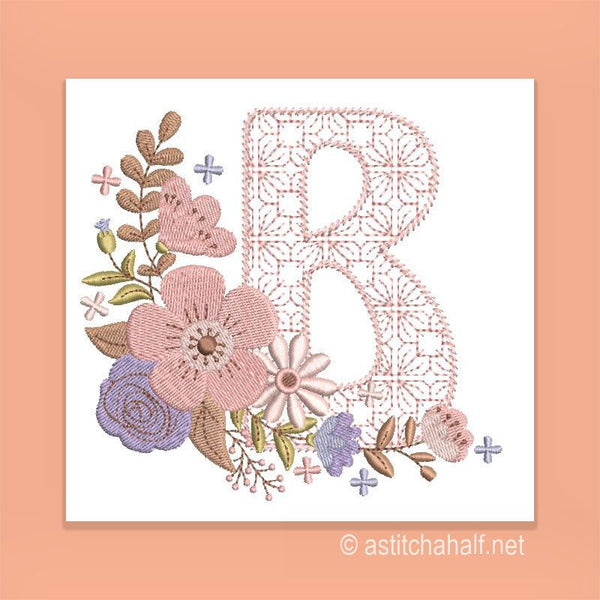 Autumn and Lace Monogram Monogram B - aStitch aHalf