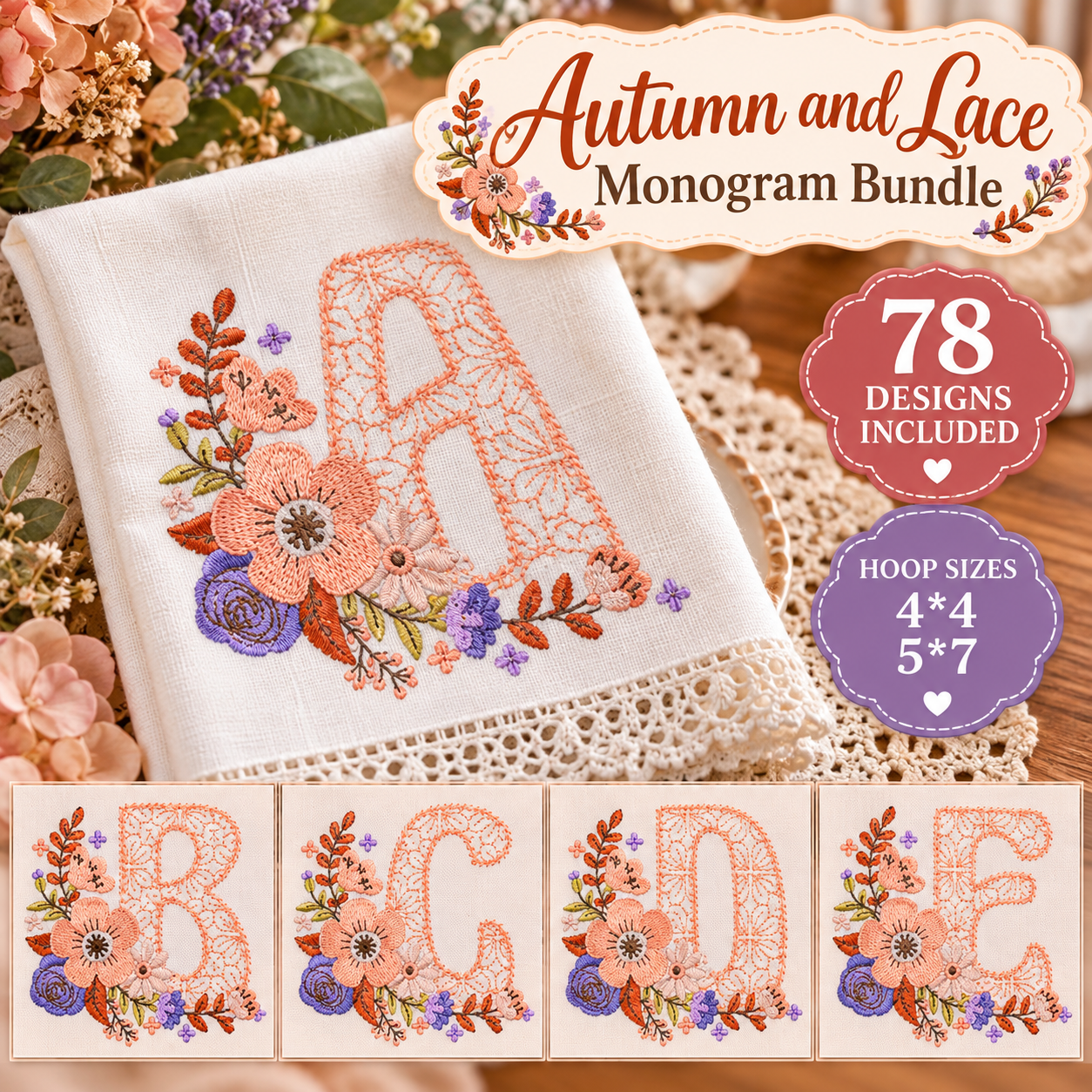 Autumn and Lace Monogram Bundle