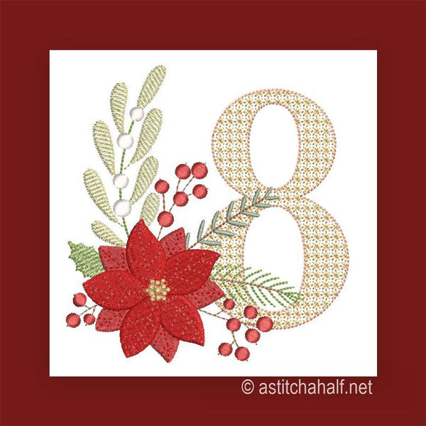 Scarlet Symphony Monogram Letter 8 - aStitch aHalf