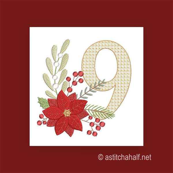 Scarlet Symphony Monogram Letter 9 - aStitch aHalf
