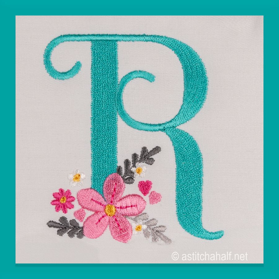 Mini Letter R Petals Petit Monogram Letter R - aStitch aHalf