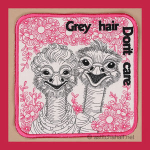 Grey Hair Dont Care Ostrich Mug rug Combo