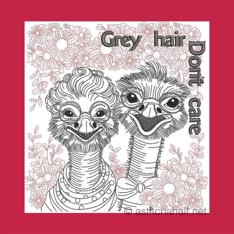 Grey Hair Dont Care Ostrich Mug rug Combo