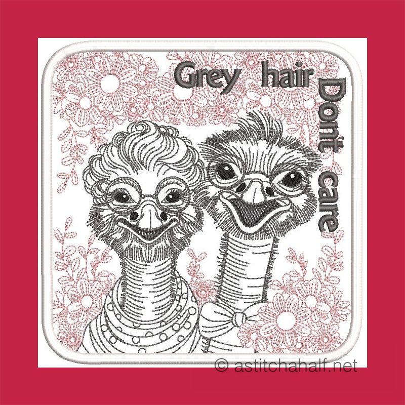 Grey Hair Dont Care Ostrich Mug rug Combo