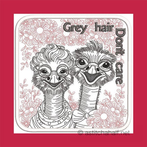 Grey Hair Dont Care Ostrich Mug rug Combo