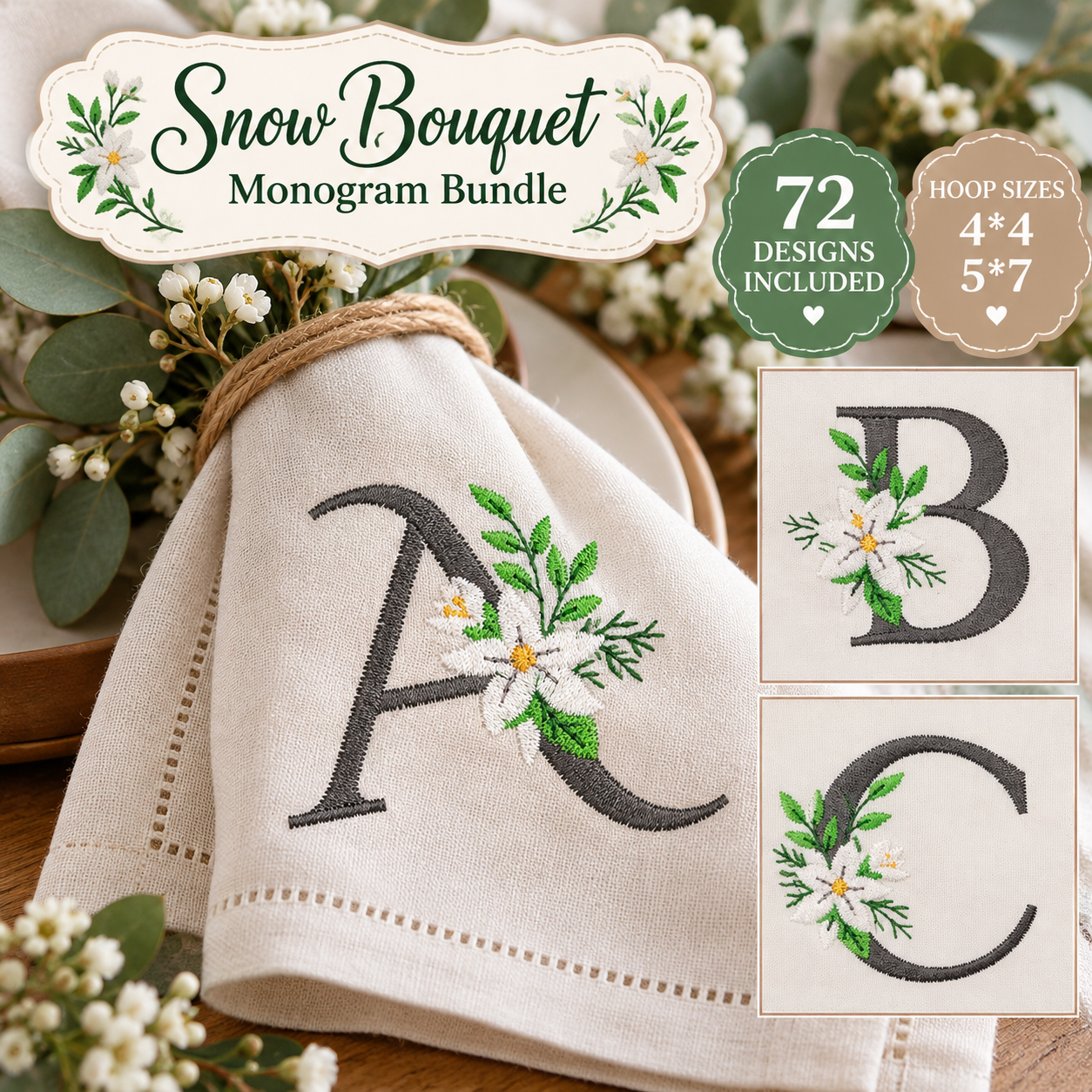 Snow Bouquet Monogram Bundle