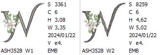 Snow Bouquet Letter W - aStitch aHalf