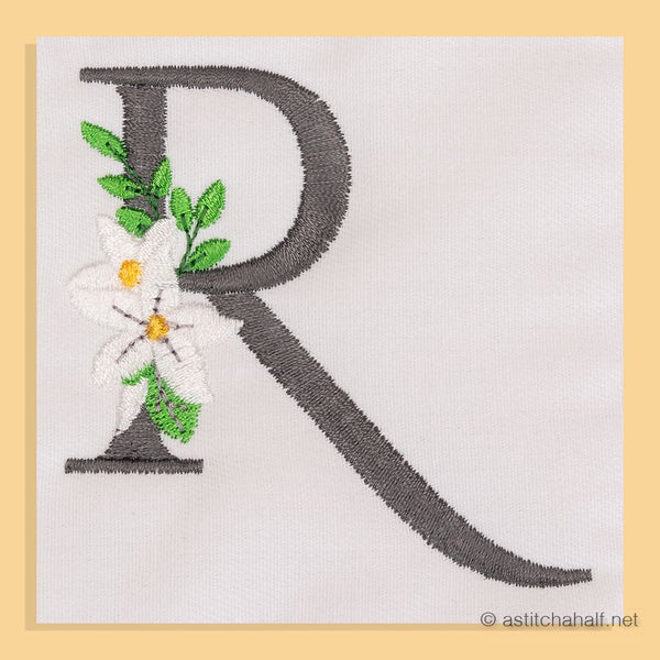 Snow Bouquet Letter R - aStitch aHalf