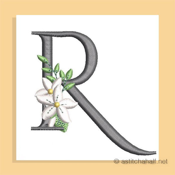 Snow Bouquet Letter R - aStitch aHalf