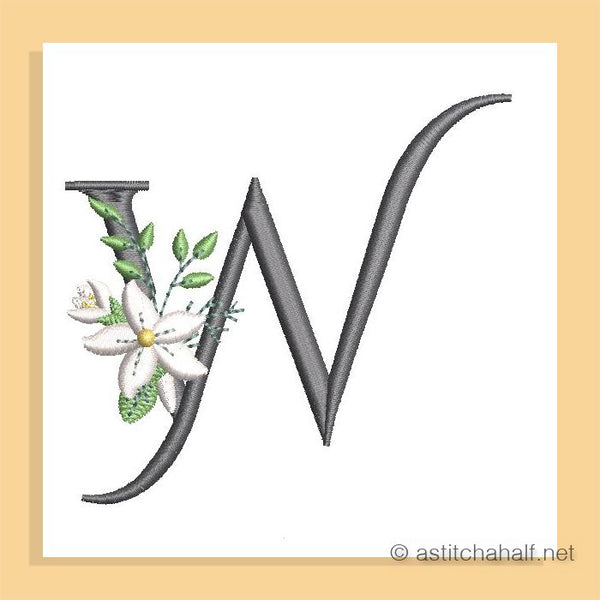 Snow Bouquet Letter W - aStitch aHalf