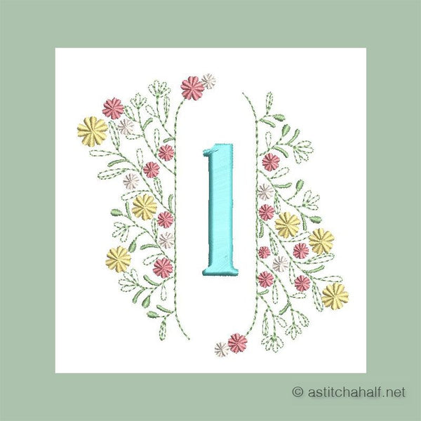 Botanic Crescendo Monogram Number 1 - aStitch aHalf
