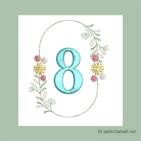 Botanic Crescendo Monogram Number 8 - aStitch aHalf
