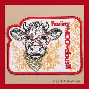 Feeling Moovelous Bull with glasses Mug rug Combo