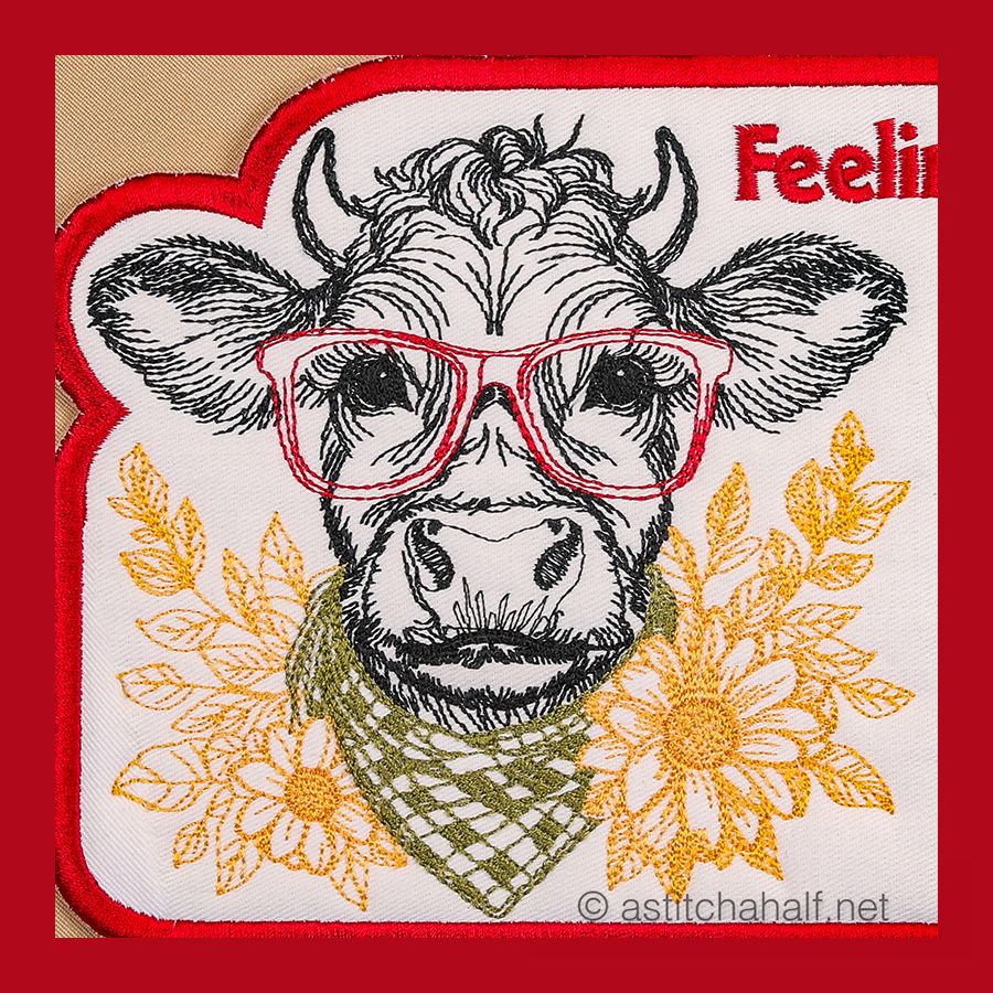 Feeling Moovelous Bull with glasses Mug rug Combo