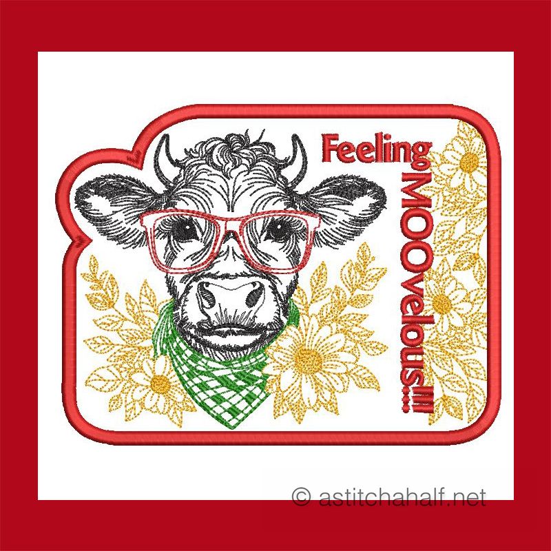 Feeling Moovelous Bull with glasses Mug rug Combo