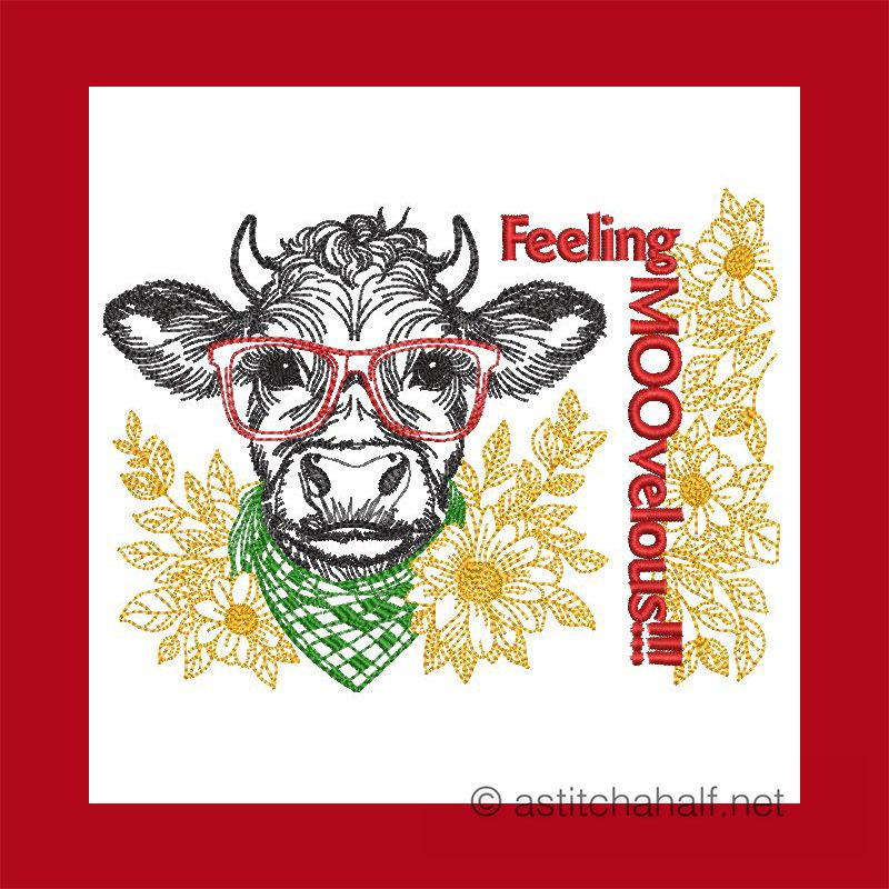 Feeling Moovelous Bull with glasses Mug rug Combo