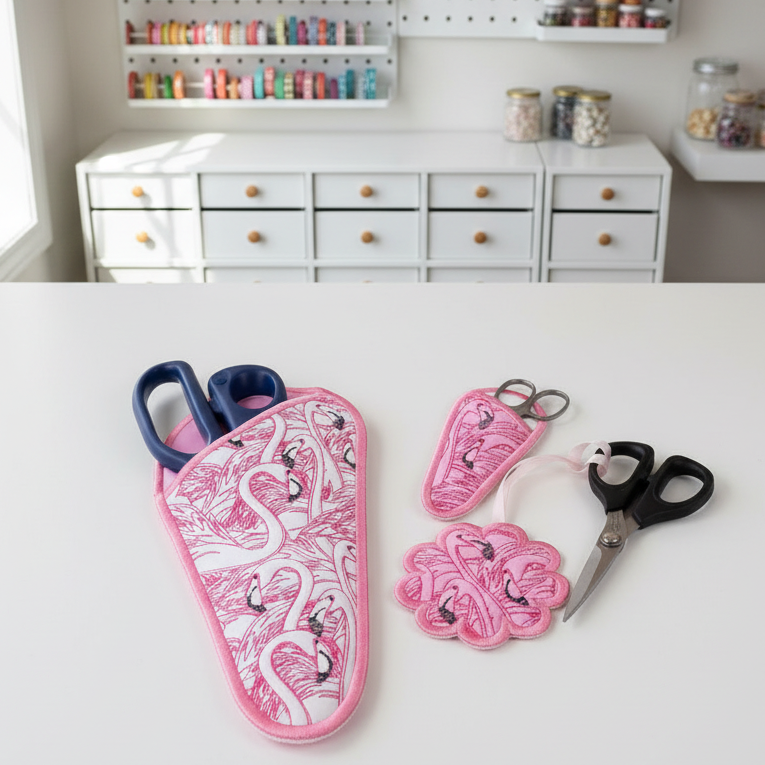 Flamingo Blush Scissor Cases and Fob