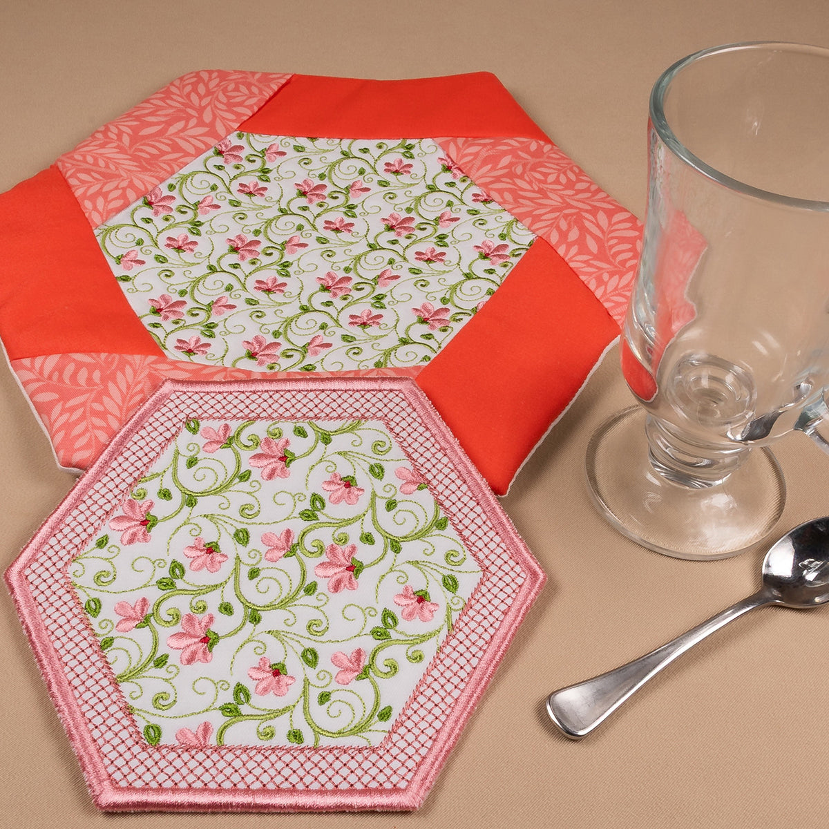 Florette Coaster and Mugrug Combo