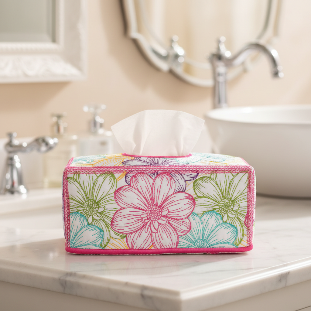Flowerland Rectangular Tissue Box Cover