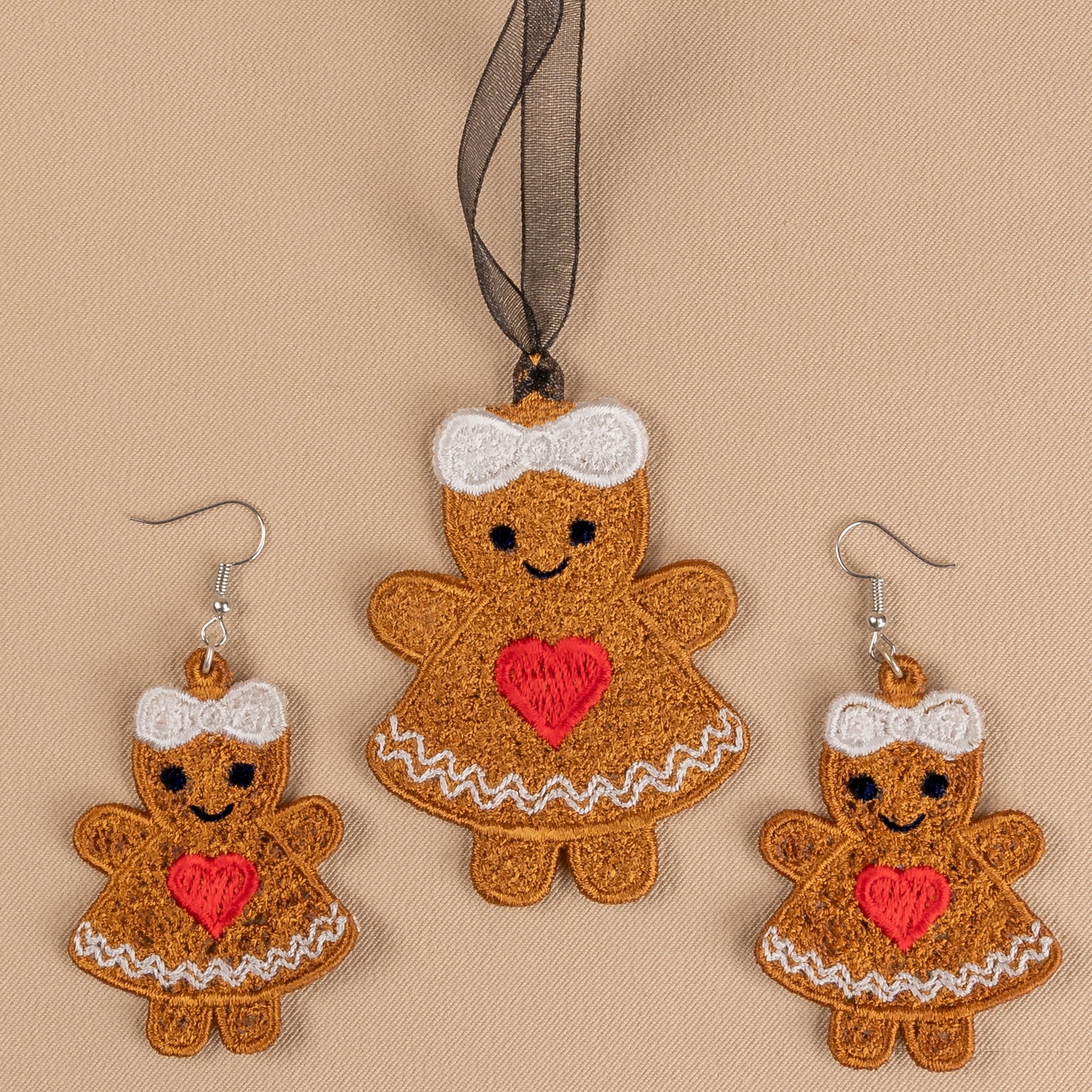 Gingerbread Girl Earrings and Ornament