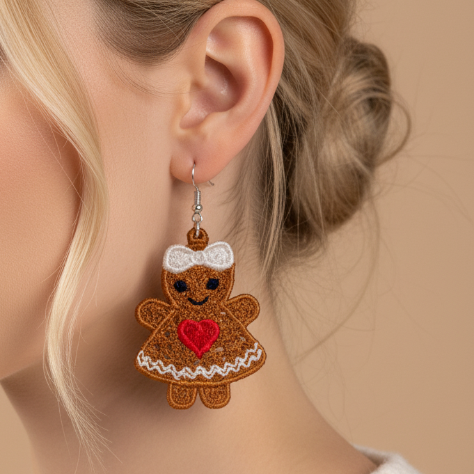 Gingerbread Girl Earrings and Ornament