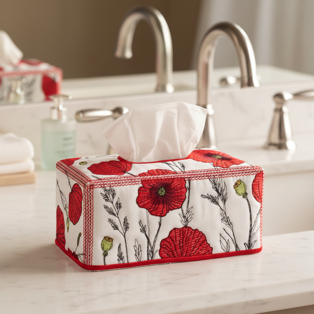 Poppy Kisses Tissue Box Cover Rectangular