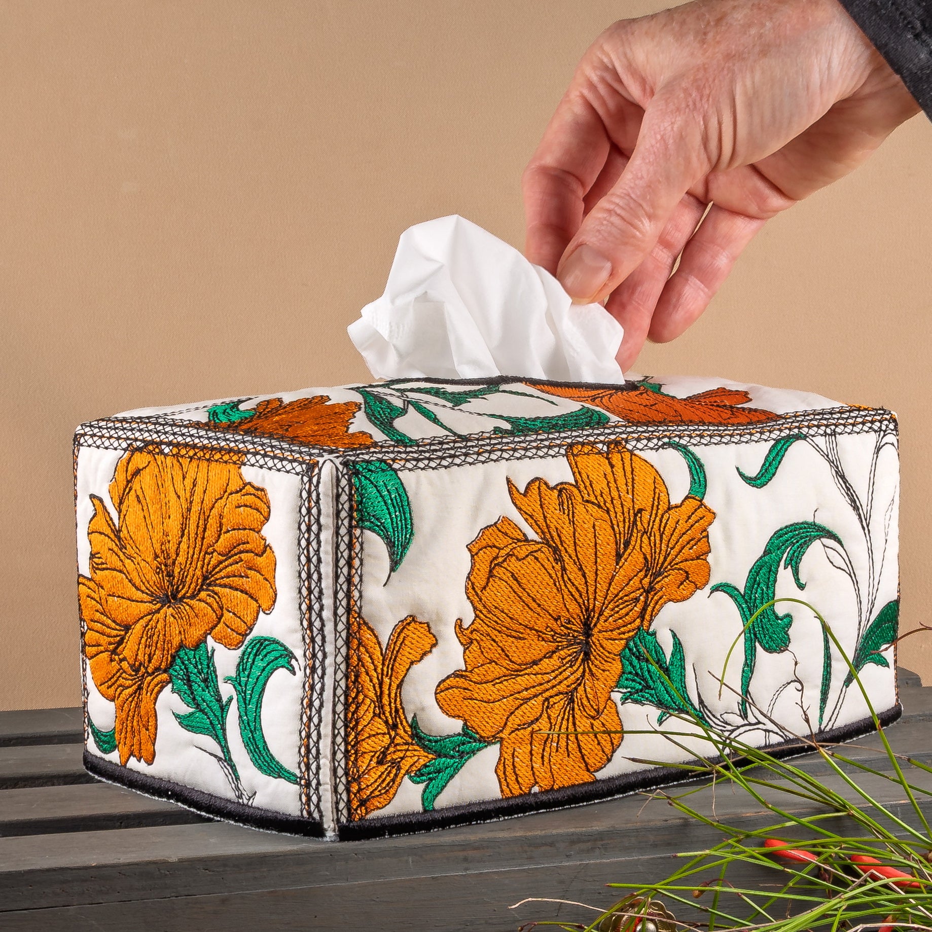 Fireside Florals Tissue Box Cover