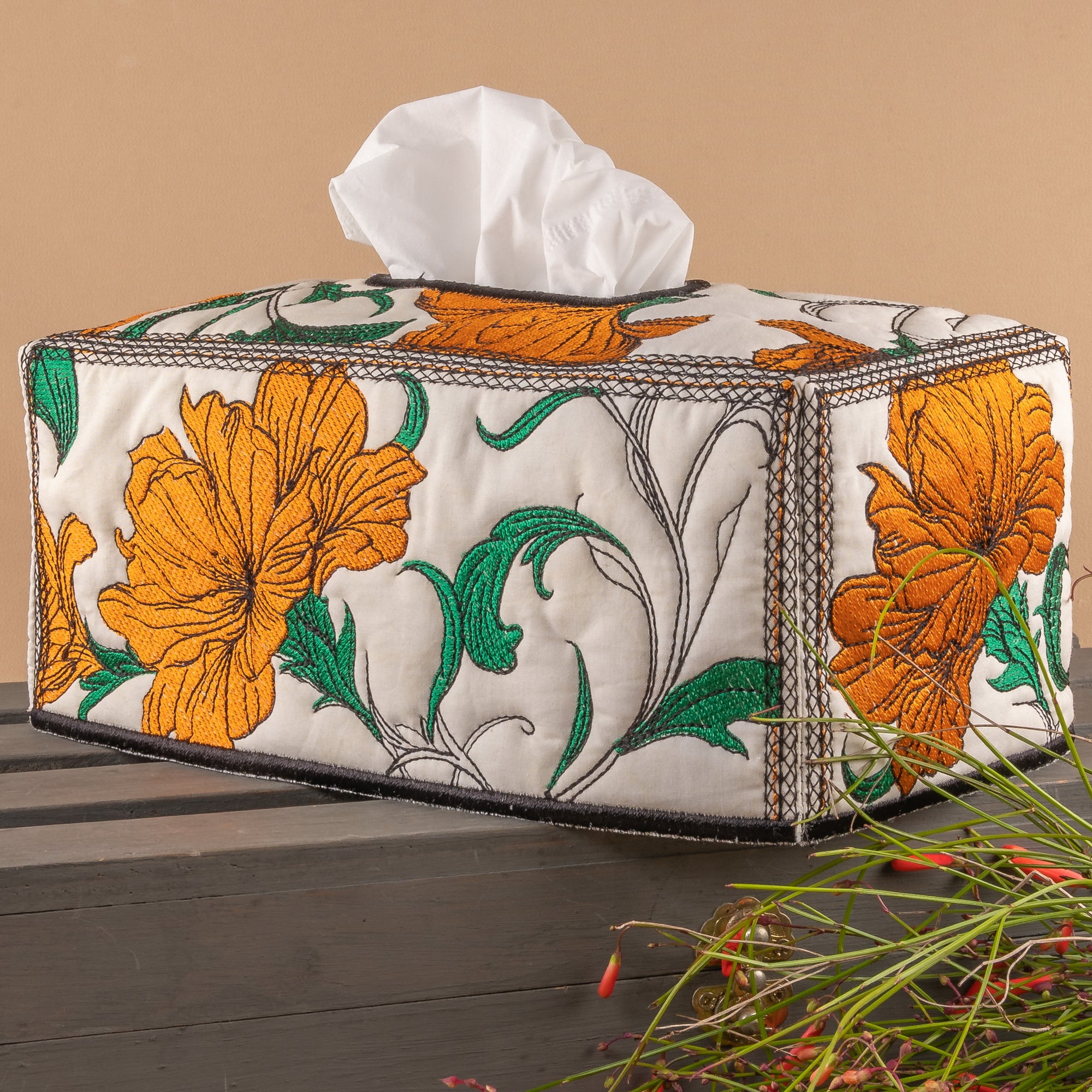Fireside Florals Tissue Box Cover