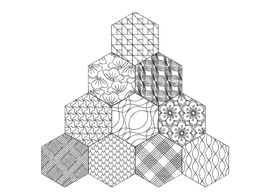 Hexagonal coasters with a cup, spoon, and mug on a beige background