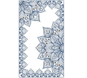 Decorative mandala design with intricate patterns on a white background