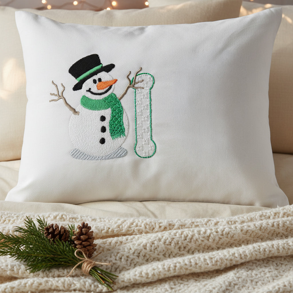 Snowflakes and Snowmen Monogram Letter I