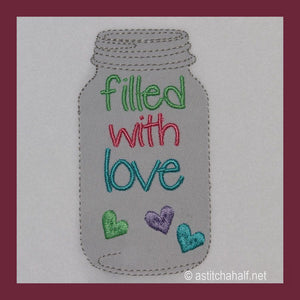 Mason glass jar filled with love