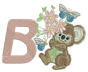Fuzzy Koala Bear Letter B